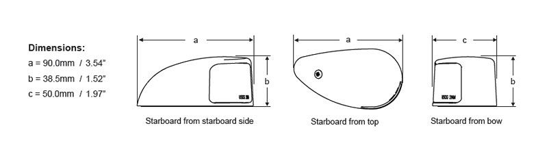 Deck Mount Navigation Lamps - Line Drawing