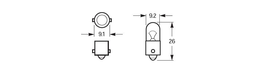 Halogen Bulb BA9s Base Line Drawing