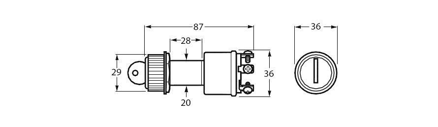 Heavy Duty Ignition Switch Line Drawing