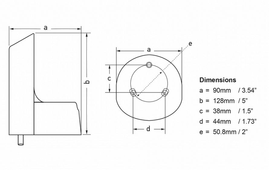 NaviLED Pro Horizontal Deck Mount Adaptor Dimensions