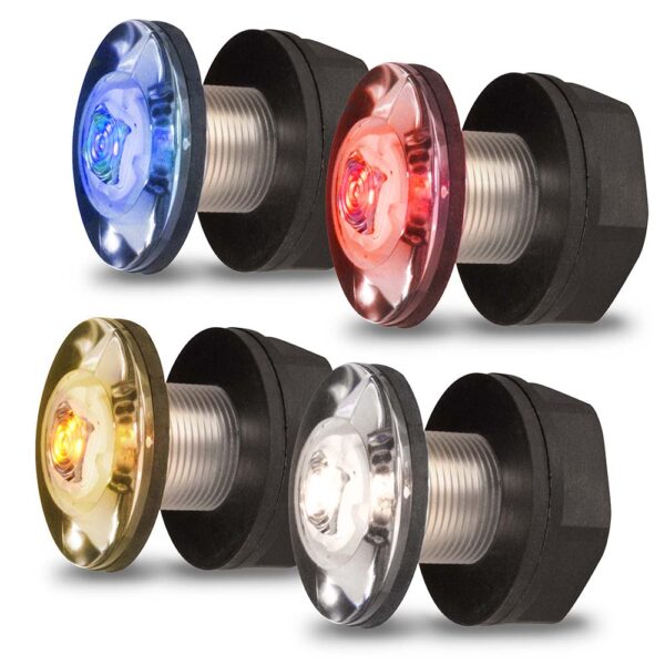 Marine Boat LED Livewell Round Button Blue Courtesy Light - 1.25 Inch Waterproof OEM Boat Lighting